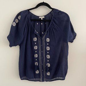Joie Short Sleeve Peasant Top Size Medium